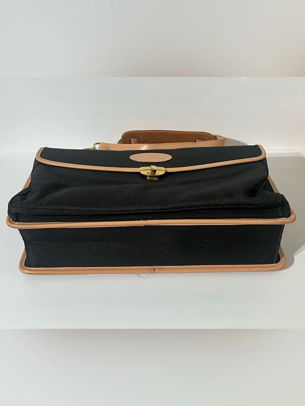 VTG The French Luggage Co. California Briefcase Laptop Bag Leather & Canvas